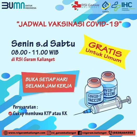 POLI VAKSIN RSI GARAM KALIANGET BUKA SENTRA VAKSINASI UNTUK MASYARAKAT UMUM  ( GRATIS ) 