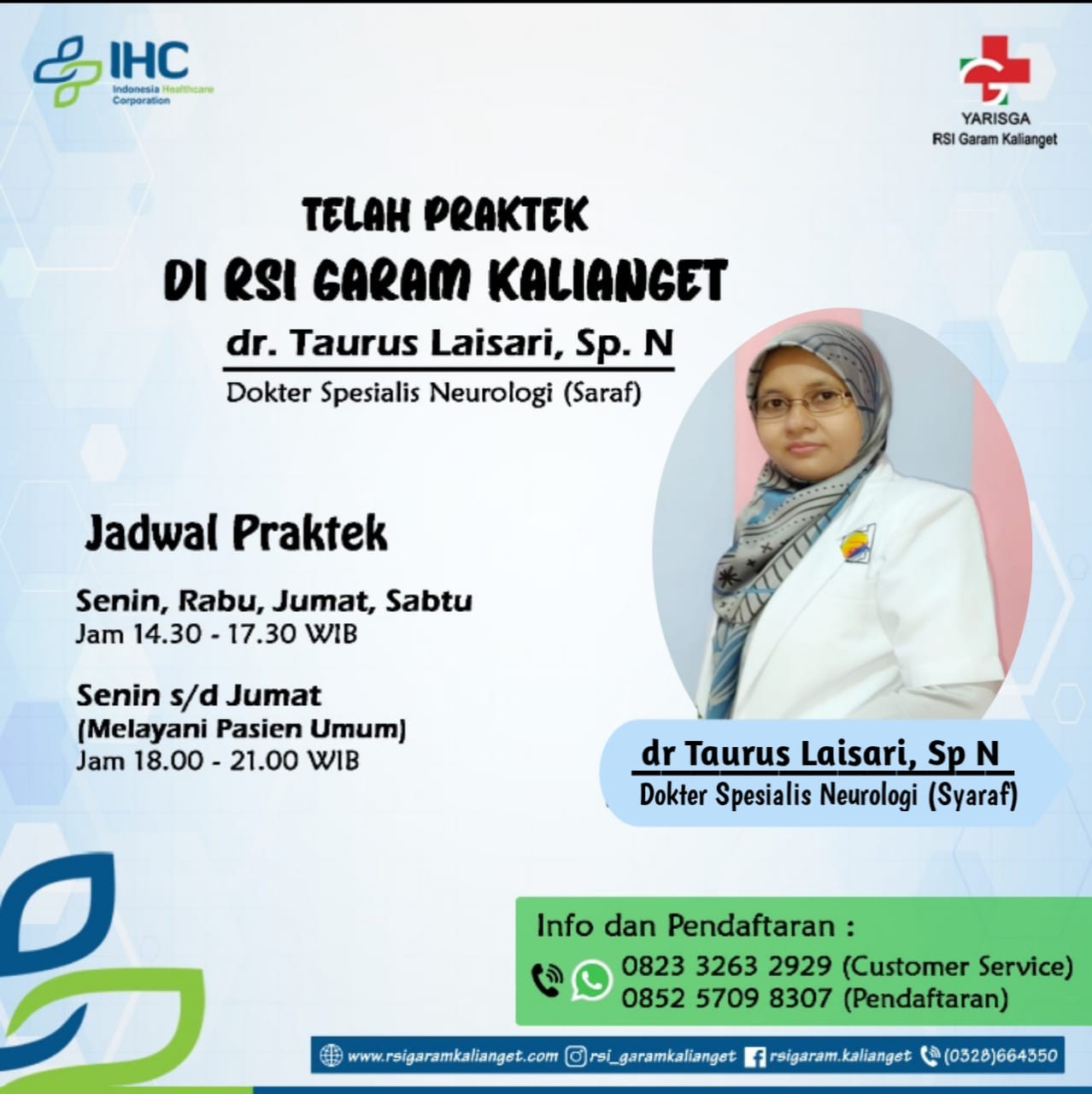 TELAH DIBUKA PRAKTEK POLI SPESIALIS SARAF / NEUROLOGI dr. Taurus Laisari, Sp.N