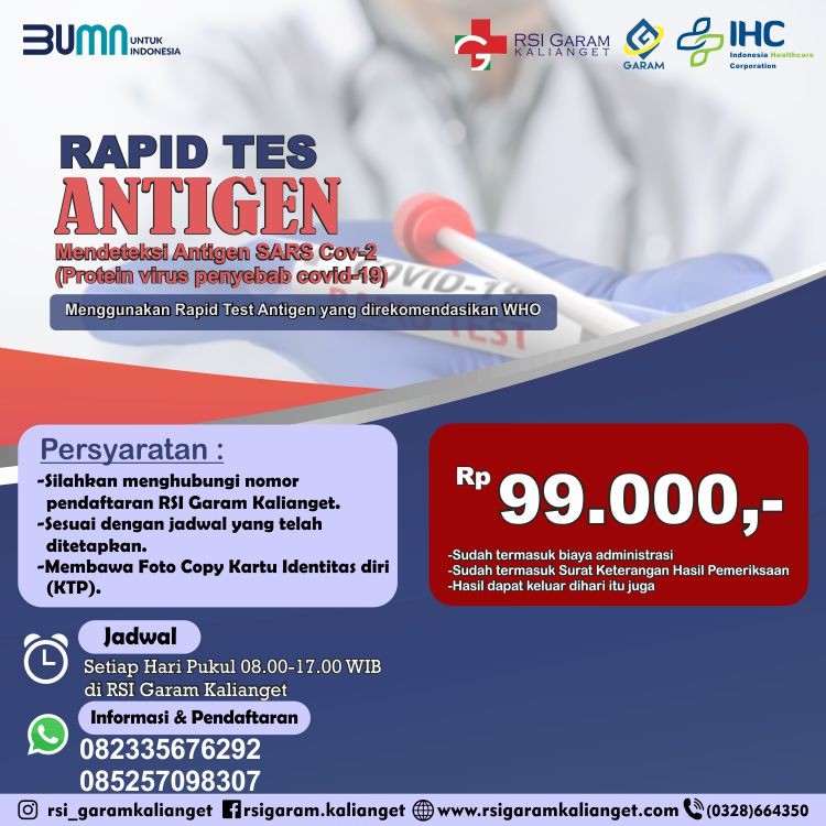 Layanan Produk Skrining Covid-19 RSI Garam Kalianget 